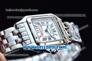 Cartier Santos 100 Japanese Miyota Quartz Steel Case with White Dial Roman Numberal Markers and Steel Bracelet