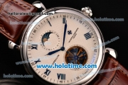 Vacheron Constantin Patrimony Tourbillon Asia ST22 Automatic Steel Case with Brown Leather Strap White Dial