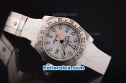 Rolex Explorer II Asia 2813 Automatic Steel Case with White Dial and White Rubber Strap - ETA Coating