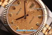 Rolex Datejust Original Swiss Original ETA 2836 Automatic Two Tone Case/Strap with Gold Jubilee Dial and Diamond Markers