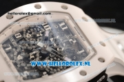 Richard Mille RM 011 Chronograph 7750 Auto Ceramic Case with Skeleton Dial and White Rubber Strap - 1:1 Origianl (KV)