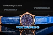 Cartier Rotonde De Asia Manual Winding Rose Gold Case with Blue Dial and White Roman Numeral Markers