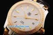 Tag Heuer Link 200 Meters Swiss Quartz Movement White Dial with Gold Stick Markers and Two Tone Strap