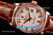 Rolex Day-Date Asia 2813/Swiss ETA 2836/Clone Rolex 3135 Automatic Rose Gold Case with Diamonds Markers and White Dial (BP)