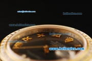 Rolex Datejust Automatic Movement ETA Coating Case with Chocolate Dial and Diamond Bezel-Two Tone Strap