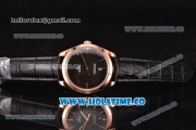 Omega De Ville Trésor Master Co-Axial Swiss ETA 2824 Automatic Rose Gold Case with Black Leather Strap and Black Dial