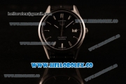 Tag Heuer Carrera Calibre 5 wiss ETA 2824 Automatic Steel Case with Black Dial Stick Markers and Black Leather Strap