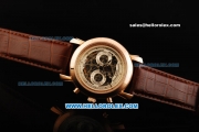 Vacheron Constantin Automatic Movement Rose Gold Case with Skeleton Dial - Two White Subdials