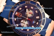 Ulysse Nardin Maxi Marine Diver Chrono Miyota Quartz Rose Gold Case with Blue Dial and Blue Rubber Strap