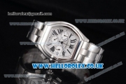 Cartier Roadster Chronograph Japan Seiko VK 67 Quartz Stainless Steel Case/Bracelet with Silver Dial and Roman Markers