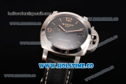 Panerai Luminer GMT PAM586 Clone P.9000 Automatic Steel Case with Black Dial and Yellow Stick/Arabic Numeral Markers - 1:1 Original (ZF)