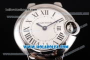 Cartier Ballon Bleu De Small Swiss ETA Quartz Steel Case with White Dial and Roman Numeral Markers (JF)