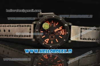 U-Boat U42 All Black PVD Case With Orange Markers Miyota OS10 Chronograph Quartz