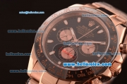 Rolex Daytona Automatic Full Rose Gold with PVD Bezel and Black Dial-7750 Coating