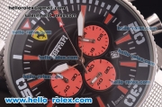 Ferrari Chronograph Miyota Quartz Full Steel with Black Dial and Three Orange Subdials