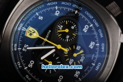 Ferrari Chronograph Quartz Movement PVD Case with Yellow Dial and White Marker-Black Leather Strap