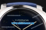 Panerai Luminor GMT PAM437 Asia ST25 Automatic Steel Case with Blue Dial and Blue Leather Strap Arabic Numeral Markers