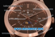 Patek Philippe Grand Complications Perpetual Calendar Miyota Quartz Rose Gold Case with Brown Dial and Rose Gold Stick Markers
