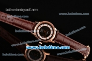 Omega De Ville Hour Vision Swiss ETA 2836 Automatic Rose Gold Case and Brown Leather Strap with Black Dial