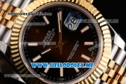 Rolex Datejust II Asia 2813 Automatic Two Tone Case/Bracelet with Black Dial and Stick Markers (B