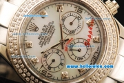 Rolex Daytona Oyster Perpetual Chronometer Automatic White MOP Dial with Diamond Bezel and and Diamond Marking