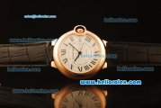 Cartier Ballon bleu de Automatic Rose Gold Case with White Dial and Black Leather Strap