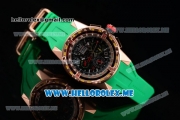 Richard Mille RM 60-01 Asia 2813 Automatic Rose Gold Case with Skeleton Dial and Green Rubber Strap Rose Gold Bezel (EF)