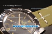 Rolex Submariner Vintage Asia 2813 Automatic Steel Case with Black Dial Arabic Numeral/Stick Markers and Green Nylon Strap