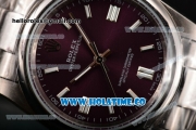 Rolex Air King Asia Automatic Full Steel with Purple Dial and White Stick Markers