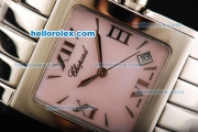Chopard Happy Sport Japanese Quartz Movement Full Steel with Pink Dial and Stick Markers/Roman Numerals
