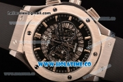 Hublot Classic Fusion Skeleton Chrono Miyota Quartz Steel Case with Skeleton Dial and Silver Stick Markers