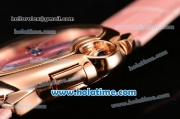 Cartier Ballon Bleu De Medium Chrono Miyota Quartz Rose Gold Case with Pink Dial Roman Numeral Markers and Pink Leather Strap