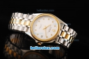 Tudor Prince Date Automatic Movement White Dial with Steel Case and Rose Gold Bezel-Two Tone Strap