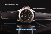 Panerai Luminor Marina PAM 00466 Swiss ETA 6497 Manual Winding Steel Case with Black Dial and Black Leather Strap