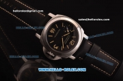 Panerai Luminor Marina Fu PAM 366 Swiss ETA 6497 Manual Winding Steel Case with Black Dial and Black Leather Strap