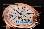 Cartier Ballon Bleu De 44MM Asia Automatic Rose Gold Case with White Dial Black Roman Numeral Markers and Brown Leather Strap