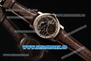 Vacheron Constantin Traditionelle Minute Repeater Tourbillon Swiss Tourbillon Manual Winding Steel Case with Steel Bezel Gray Dial and Brown Leather Strap