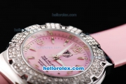 Tag Heuer Formula 1 Quartz Movement Silver Case with Diamond Bezel-Pink Dial and Pink Leather Strap-Lady Size