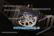 Richard Mille RM 011 Chronograph Miyota 9015 Automatic Carbon Fiber Case with Skeleton Dial White Arabic Numeral Markers and Rubber Strap (KV)