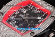 Richard Mille RM010 Miyota 9015 Automatic Steel/Diamonds Case with Skeleton Dial and Red Inner Bezel