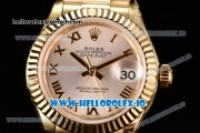 Rolex Datejust Swiss ETA 2671 Automatic Yellow Gold Case with Sliver Dial Roman Numeral Markers and Yellow Gold Bracelet (BP)