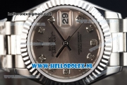 Rolex Datejust Swiss ETA 2671 Automatic Steel Case with Grey Dial Diamonds Markers and Steel Bracelet (BP)