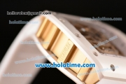 Richard Mille RM 52-01 Miyota 6T51 Automatic Yellow Gold Case with Diamonds Skull Dial and White Rubber Bracelet