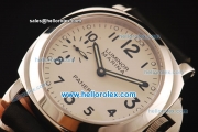 Panerai Luminor Marina Pam 113 Asia 6497 Manual Winding Steel Case with Beige Dial and Black Leather Strap