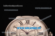 Cartier Ballon Bleu De Small Swiss Quartz Steel Case with White Dial Roman Numeral Markers and Black Leather Strap