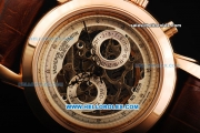 Vacheron Constantin Automatic Movement Rose Gold Case with Skeleton Dial - Two White Subdials