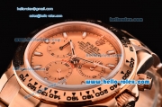 Rolex Daytona Chronograph Swiss Valjoux 7750-SHG Automatic Rose Gold Case with Stick Markers and Rose Gold Strap