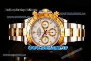 Rolex Daytona II Chrono Swiss Valjoux 7750 Automatic Two Tone Case/Bracelet with White Dial Stick Markers and Yellow Gold Bezel (JF)