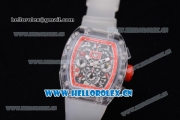 Richard Mille RM 011 Felipe Massa Flyback Chronograph Swiss Valjoux 7750 Automatic Sapphire Crystal Case with Skeleton Dial Red Inner Bezel and Aerospace Nano Translucent Strap