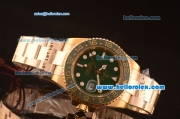 Rolex GMT Master II Swiss ETA 2836 Automatic Gold Case with Green Dial and Steel Strap